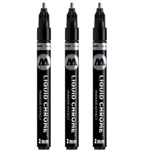 Molotow Liquid Chrome Marker, 2 mm, with Special Ink Mirror Effect. 3 pack. NIB!